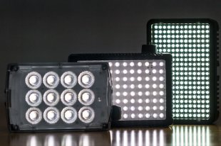 Small Light-emitting Diode panels for usage with DSLR digital cameras provide a lot of energy in a tiny package